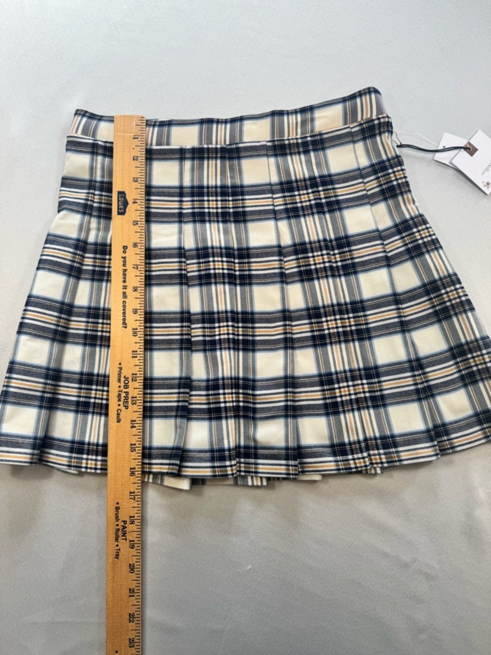 Dry Goods Originality Navy and Cream Plaid Pleated Mini Skirt NWT - Picture 3 of 9